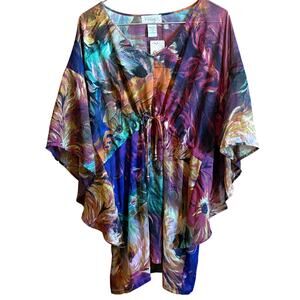 J. Valdi V Neck Empire Waist Flowy Swim Cover Up Size Medium